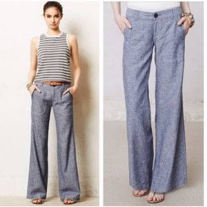 Chambray Wide Leg Pants